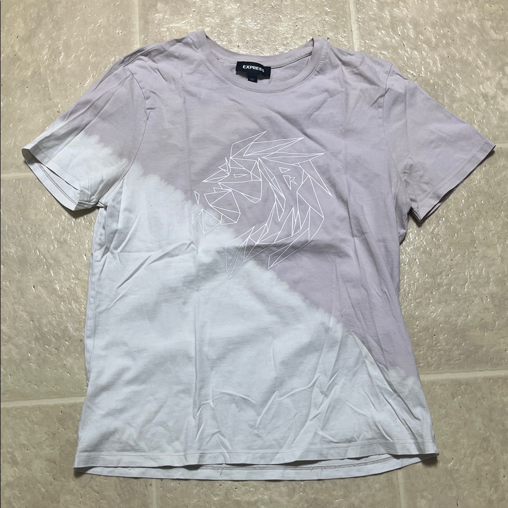 Express Men's Khaki and Light Tan Graphic Tee